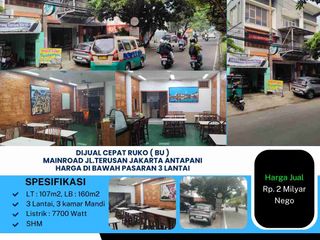 Dijual Cepat ( BU )Ruko Siap Huni di Mainroad
Jl.Terusan Jakarta Antapani
Harga di Bawah Pasaran