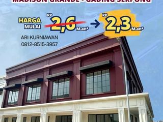 2,6M turun ke 2,3milyar! RUKO MADISON GRANDE GADING SERPONG SIAP HUNI + FREE PPN + SUDAH RAMAI