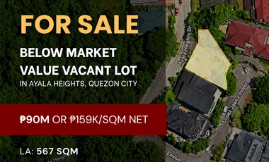 RUSH SALE! Below Zonal Value Prime Lot in Ayala Heights, Brgy. Matandang Balara, Quezon City