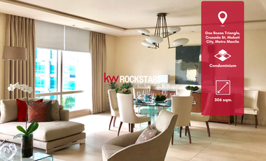 Luxurious Fully Furnished 3 Bedroom Unit For Sale  at One Roxas Triangle (with rental income)