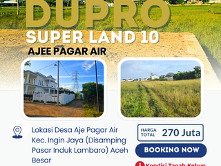 Dijual Tanah SHM 260 m² Lokasi Strategis di Aje Pagar Air, Ingin Jaya Aceh Besar