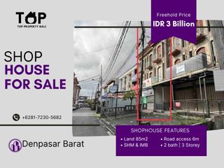 Jual Ruko 3 lantai di Denpasar dekat Diponegoro