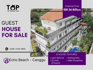 Jual Guest House di Jalan Utama Echo beach Canggu 27 rooms