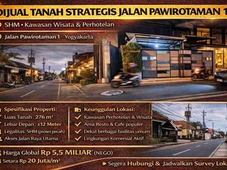 Dijual Tanah Strategis Jalan Pawirotaman 1 – SHM, Kawasan Wisata & Perhotelan