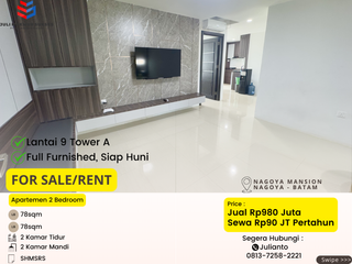 Disewa Apartemen 2 Bedroom Full Furnished di Nagoya Mansion Batam