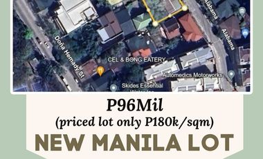 Rare New Manila Lot (540 sqm) for sale - Alabama St. near Woodside Homes