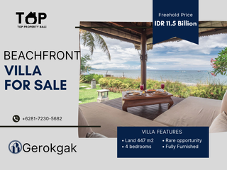 Beachfront Villa Luxury Jarang Ada 4 kamar tidur di Gerokgak Buleleng SHM
