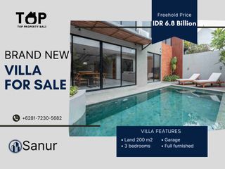 Villa Baru 3 kamar tidur di Sanur Bali Hak Milik