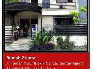 Di Jual Rumah 2 Lantai Aset Bank di Jl. Taman Nyiur , Sunter Agung, Tanjung Priok, Jakarta Utara.