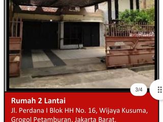 Di Jual Rumah 2 Lantai di Jl. Perdana , Wijaya Kusuma, Grogol Petamburan, Jakarta Barat
