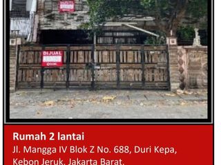 Di Jual Rumah 2 Lantai Aset Bank di Jl. Mangga Iv , Duri Kepa, Kebon Jeruk, Jakarta Barat