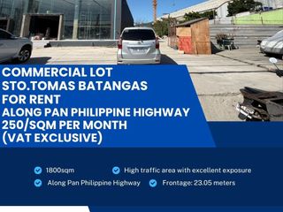 Commercial Lot for Lease Sto Tomas Batangas 1800sqm Along Maharlika Highway Near SM Sto Tomas