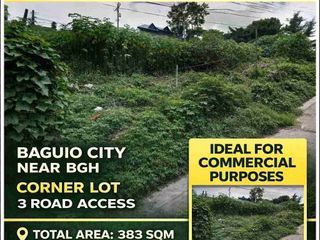 383 SQM LOT FOR SALE IN BAGUIO CITY NEAR BGH | CORNER COMMERCIAL LOT WITH 3 ROAD ACCESS
