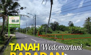 Tanah Asri Jogja Babadan Wedomartani Lt 380 m2 lb 13 m SHM Tepi jalan raya