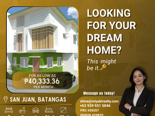 Preselling 5M 2 Storey House & Lot with 3BR in San Juan Batangas LSS