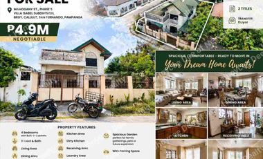 240sqm Single Detached 4 Bedrooms and 3Toilet and Bath with Balcony in Calulut San Fernando Pampanga