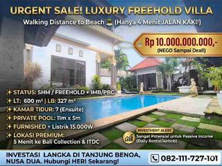 Dijual Cepat Villa Jalan Kaki ke Pantai di Benoa Badung Bali