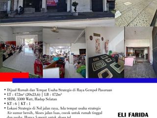 Dijual Rumah dan Tempat Usaha Strategis di Raya Gempol Pasuruan
