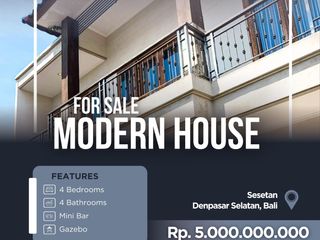 FOR SALE MODERN HOUSE 2ND FLOOR WITH BEAUTY LARGE GARDEN AT SESETAN, DENPASAR