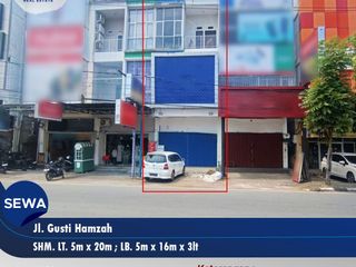 Ruko Sewa 3 Lantai Tengah Kota di Gusti Hamzah (Pancasila) Cocok Berbagai Usaha