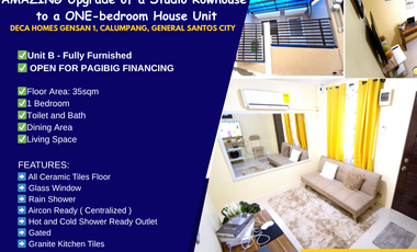 Fully Furnished 1 Bedroom Rowhouse for Sale in Deca Homes Gensan 1, Calumpang, General Santos City