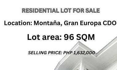 Residential Lot for Sale, Montana Gran Europa Cagayan de Oro City