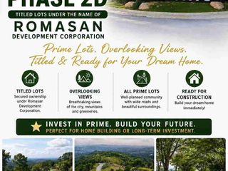 🌿🏡 ONLY 10 PROMO LOTS AVAILABLE at EASTLAND HEIGHTS PHASE 2D – DON’T MISS THIS LIMITED OFFER! ✨

Here’s your chance to own a prime overlooking lot in Antipolo at a special discounted promo price—perfect for your dream home or a smart long-term investment! 🌄💚

🔥 LIMITED PROMO – FIRST 10 LOTS ONLY!
💰 Original Price: ₱31,000–₱32,000/sqm
🎉 PROMO PRICE: ONLY ₱24,500–₱25,000/sqm
💯 Flexible & Buyer-Friendly Payment Terms:
✅ Up to 5 YEARS TO PAY – 0% INTEREST!
✅ Bank Financing Welcome
✅ Up to 20% DISCOUNT for Outright Cash Buyers

🌿 Why Invest in Eastland Heights Phase 2D?

✔️ Titled Lots under Romasan Development Corporation
✔️ Prime Overlooking Views of the city, mountains & greenery
✔️ Ready for Construction – build your dream home anytime
✔️ Wide roads & premium community environment

⚠️ PROMO IS FOR 10 LOTS ONLY – once sold, regular price applies!

PROMO FROM MAY 2026 to AUGUST 2026 only!

📍 Eastland Heights, Antipolo City
📩 Message us now for lot availability, sample computation & site tripping!
Secure your lot today before the promo slots run out! 🏡✨

#EastlandHeights #AntipoloLotsForSale #PrimeLotsPH #PromoLots #LimitedOffer #OverlookingLots #TitledLots #DreamHomePH #InvestInLand #AntipoloProperty