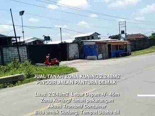 DIJUAL TANAH PEKARANGAN 2.248M2 PINGGIR JALAN PANTURA DEMAK. BISA UNTUK GUDANG/ TEMPAT USAHA. JALAN RAYA DEMAK - JEPARA