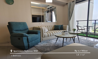 Dijual Apartment Skyhouse BSD 3BR Full Furnished Mid Floor