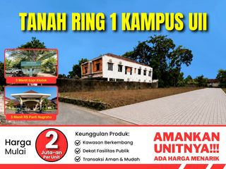 Tanah Premium Jogja, 500 Meter kampus UII, Cocok Bangun Kost Exclusive, Sertifikat SHM Pekarangan