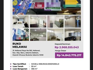 Di Jual Lelang Ruko 4 Lantai di Jalan Melwai Raya Kebayoran Baru Jakarta Selatan