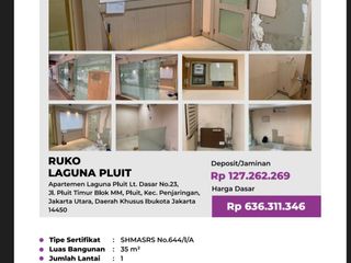 Di Jual Lelang Ruko di Apartemen Laguna Pliut Jl. Pluit Timur Blok Mm Pluit Penjaringan Jakarta Utara