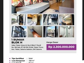 Di Jual Lelang Rumah 3 Lantai di Jalan Tebet Utara I. H Tebet Timur Jakarta Selatan