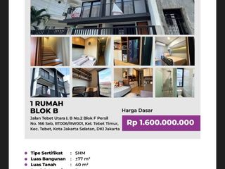 Di Jual Lelang Rumah 3 Lantai di Jalan Tebet Utara I. B Tebet Timur Jakarta Selatan