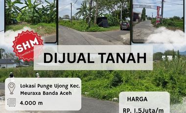 Dijual tanah dengan Sertifikat Hak Milik (SHM) yang berlokasi di Punge Ujong, Kecamatan Meuraxa, Kota Banda Aceh.