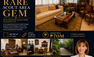 5 Bedroom House and Lot for sale in Tomas Morato, Quezon City ( Rare Scout Area, w/ Fully Furnished & Wide Frontage )