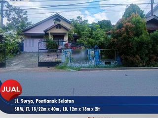 Tanah Ideal + Bangunan Kawasan Tengah Kota Cocok Bangun Usaha Cafe atau Rumah di Surya