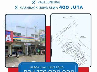 dijual murah ruko 2 lantai masih tersewa Indomaret cash back 400jt