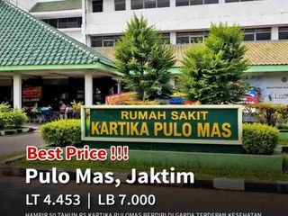 Dijual cepat *Rumah Sakit*
Kayu Putih
Pulo Gadung *hanya gedung dan tanah*


*SHGB*
*Type C*
*Ijin R. Sakit s/d 2027*

*3 lantai* 
Lt             ± 4453 m² 
Lb            ± 7000 m²

Bed Capacity    117

*RAWAT INAP*

VVIP
VIP, 
Kelas 1, 2, 3
Isolasi
ICU
RAWAT JALAN
IGD

Klinik

*Spesialis anak, Kandungan, Syaraf, Penyakit Dalam, Paru, Mata, Bedah Umum, Bedah Digestif, Psikologi -+ Psikiatri, Rehab Medik*

FASILITAS MEDIS

*Hemodialisa Emergency, IGD 24 jam, ICU, ICCU, HCU, NICU / PICU, USG 3 dan 4 dimensi, Radiologi, Elektro Kardiograf (EKG), Fisioterapi, Ruang Operasi, Laboratorium, Apotek Farmasi, Ambulance*

*37 tahun Operasional dari 1987 - 2024*
*OFF ± 1 tahun*
 *Pasien Ramai, kunjungan ± 700 pasien/hari*

*Harga 75 M*