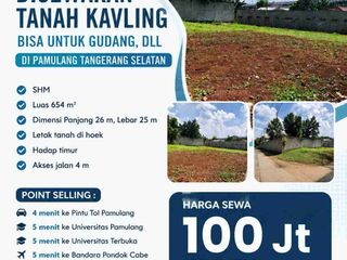 disewakan tanah kavling bisa untuk gudang dll dpamulang Tangerang Selatan