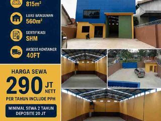 *Dijual / Disewakan*

Zona industri di :
Jl. Pemda Tigaraksa, Sukamulya, Kec. Cikupa, Kabupaten Tangerang, Banten 15710

Luas tanah 815m2
Luas bangunan 560m2
Sertifikasi SHM 
Aksess kontainer 40ft
Harga sewa 290 jt nett per tahun include pph (minimal sewa 2 tahun deposite 20jt)

Selling Point
- 5 Km ke Toll Balaraja Timur
- 200 m ke Gerbang Bizzlink Citra Raya
- Bertetangga dengan Industri besar
- Aksess kontainer 40ft

Hubungi :
Karim ( GadingPro SuvarnaSutera ) 
https://wa.me/628122742----