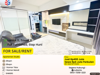 Disewa Apartemen Studio Siap Huni di Nagoya Mansion Batam