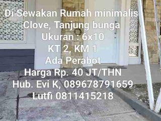 Di Sewakan Rumah minimalis, Clove tanjung bunga