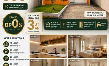 RUMAH SIAP HUNI DP 0% / cicilan 3 jutaan dalam cluster
