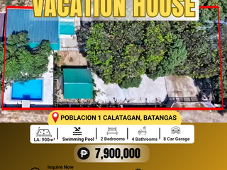Rush Sale! 7.9M Vacation House with Swimming Pool For Sale in Calatagan Batangas - LSS