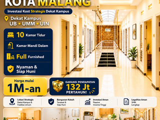 Dijual rumah kost Kota Malang Baru 10 Kamar dekat kampus UB Kota Malang