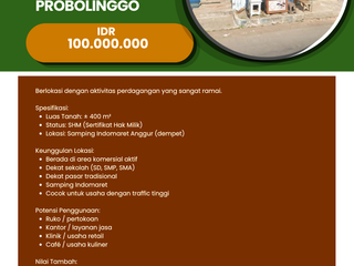 DISEWAKAN RUMAH / TANAH STRATEGIS PROBOLINGGO