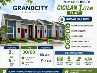 Rumah murah dp 5 juta cicilan 1jt flat grandcity sukadiri