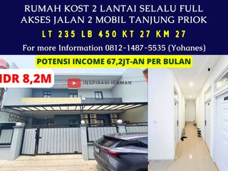 Rumah Kost 2 Lantai Akses Jalan 2 Mobil Tanjung Priok