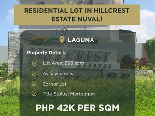 Prime 298 sqm Corner Lot for Sale in Hillcrest Estates Nuvali, Laguna